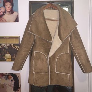 Faux sheepskin rocker coat